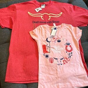 Bundle of 2 Don’t Mess With Texas Men’s Shirt Size L and Girl’s Size 7/8